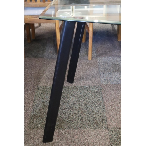 607 - Modern Beveled Edged Glass Table approx 47