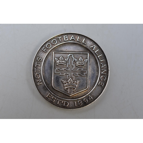 256 - A Hallmarked Birmingham Silver Notts Football Alliance Token, Awarded to Ruddington United 1994-95 S... 