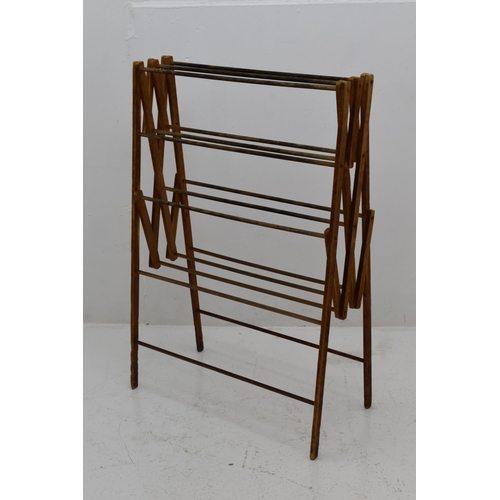 642 - Vintage Folding  Wooden Clothes Horse approx 44