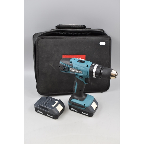 664 - Makita 18v Li-iron Cordless Drill in Case with Spare Battery but no charger in original case (Treat ... 