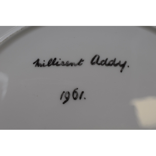 278 - Mid Century 1960s Hand Painted Plate (Signed and Dated to base Millicent Addy 1961) 10