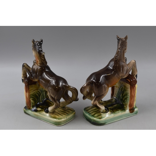 279 - A Pair of Ceramic Horse Bookends, Approx 16cm Tall.