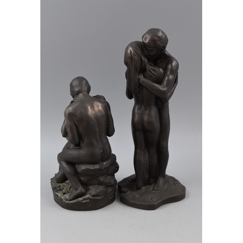 287 - Two Erotic Sculptures entitled The Embrace and Adam and Eve , Tallest approx 23cm