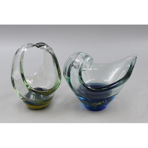 293 - Two Pieces of Mid Century Mdina Hand Blown Studio Art Glass to include Glass Basket and Aladdin's La... 