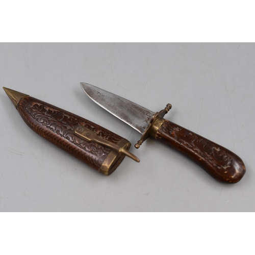 303 - Indian Knife with Carved Wood Sheath and Handle