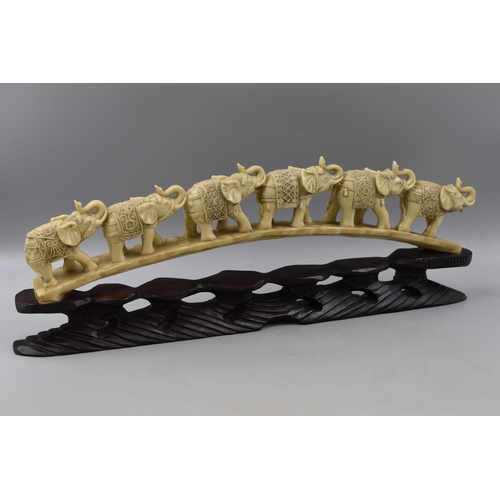 314 - Elephant Centrepiece sat on Wooden Plinth approx. 58cm