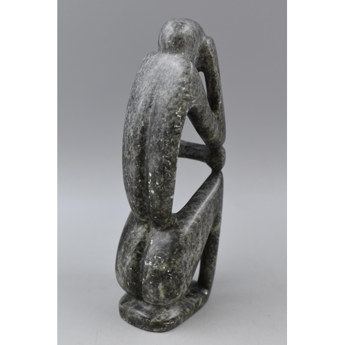 315 - Zimbabwe Stone Sculpture entitled The Thinker approx. 21cm