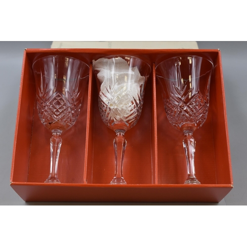 737 - CRISTAL D' ARQUES (Boxed Set Of Three) 25cl STEMED WINE GLASSES IN THE MASQUERADE DESIGN