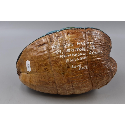 184 - Hand painted Coconut Shell Depicting Belize