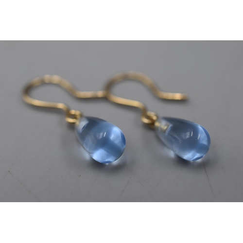 5 - Pair of 9 (375) Carat Gold blue stoned Earrings