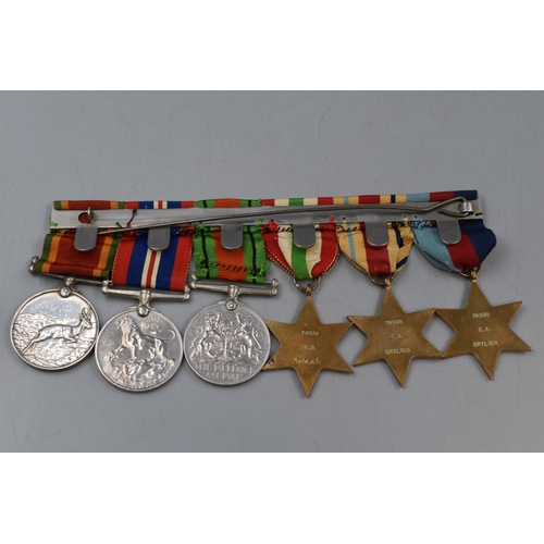 202 - Six Campaign Medals Awarded to Pvt Cecil A. Ortlieb. Includes WWII Star, The Italy Star, The Defense... 