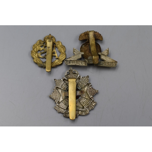 212 - Three Military Cap Badges, Includes The Lancashire Fusiliers, ATS And Other.