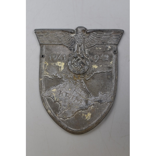 214 - German Third Reich WW2 Army / Waffen SS issue Krim shield (Please see Photos for condition)