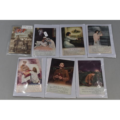 219 - A Selection of Thirteen WWI Postcards, Includes 'Abide With Me', Day By Day' And More.