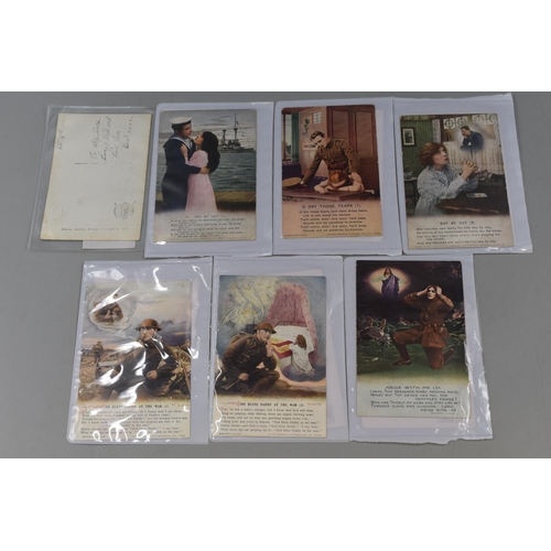 219 - A Selection of Thirteen WWI Postcards, Includes 'Abide With Me', Day By Day' And More.