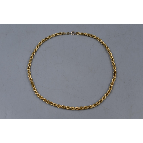 26 - Hallmarked Gold 375 (9ct) Solid Rope Link Chain (40cm)