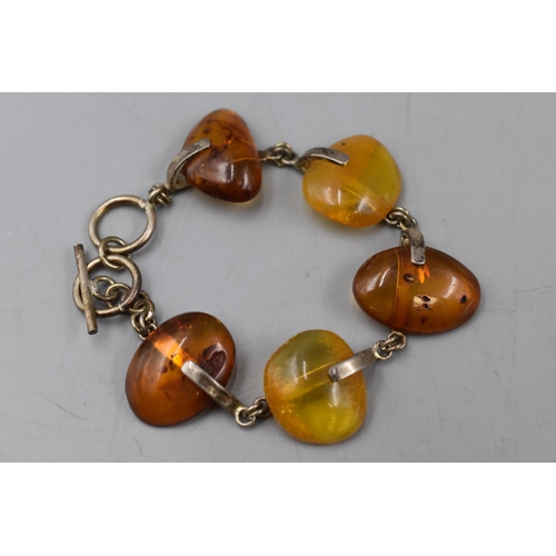 28 - Sterling Silver Amber Bracelet