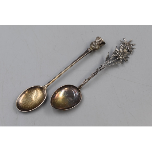 48 - Two Silver Teaspoons. One Hallmarked Birmingham With Scottish Thistle Decoration and The Other 800. ... 