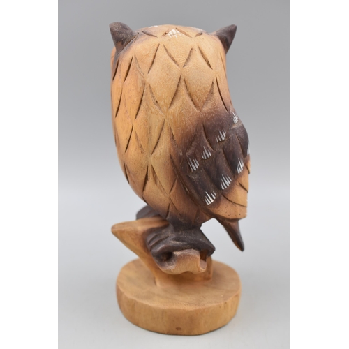 306 - Handcrafted Wooden Owl approx 9