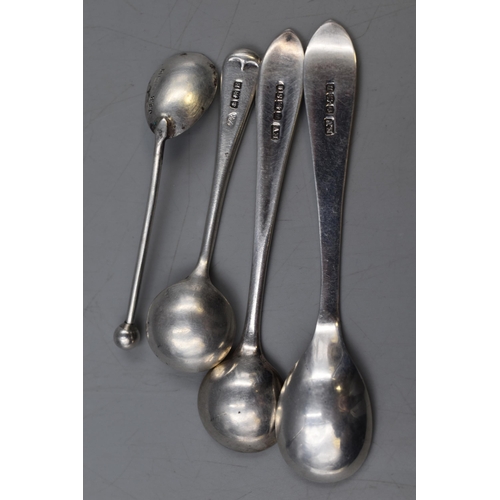 51 - Four Hallmarked Silver Condiment Spoons. Two Hallmarked Birmingham and Two Hallmarked Edward Viner S... 