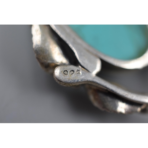 58 - Sterling Silver Turquoise Pendant 5cm Long Approx