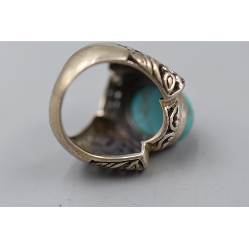 59 - Sterling Silver Turquoise Ring Size Q