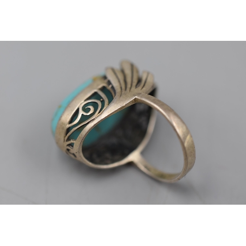 60 - Sterling Silver Turquoise Ring Size O