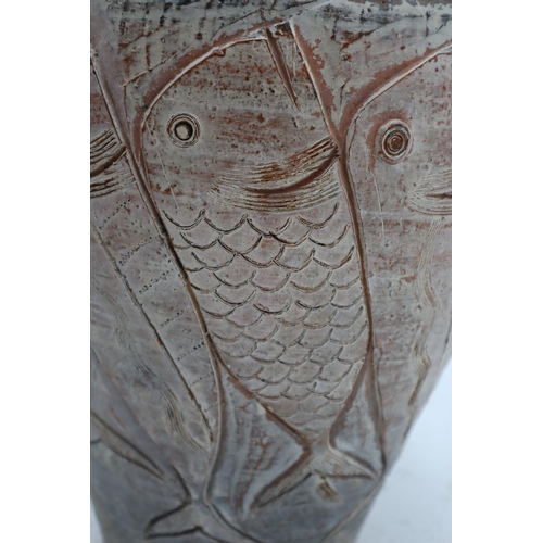 350 - Large Terracotta Decorative pot with Fish Decorative Design (50cm)