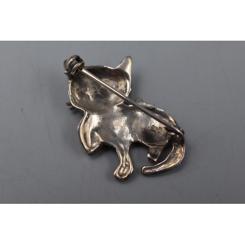 74 - Sterling Silver Cat Brooch