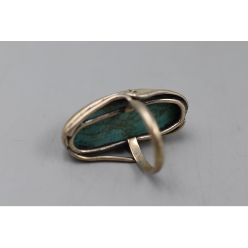 84 - Sterling Silver Turquoise Ring Size P