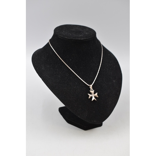 95 - An 875. Silver Maltese Cross Pendant on 925. Silver Chain.