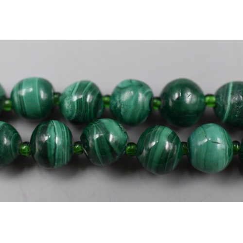 126 - Malachite Graduated Beaded Necklace Complete with Presentation Box