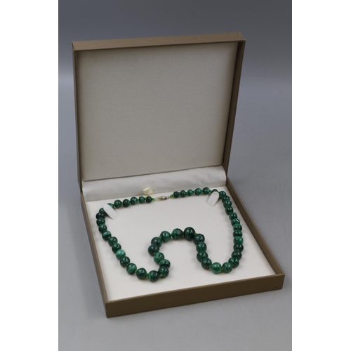 126 - Malachite Graduated Beaded Necklace Complete with Presentation Box