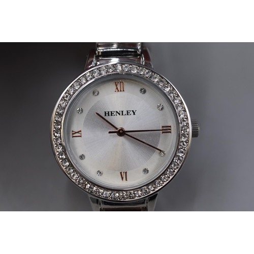 168 - Henley Ladies Quartz Watch with Jewelled Bezel and Presentation Box (Working)