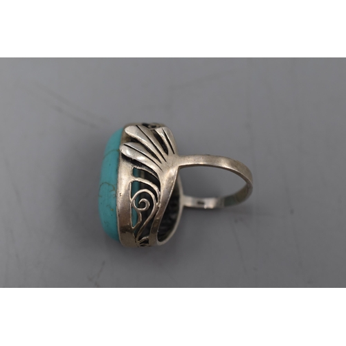 236 - Sterling Silver Turquoise Ring Size O