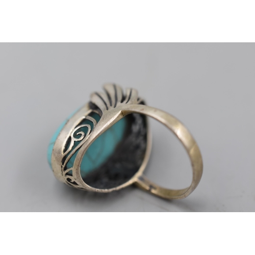 239 - Sterling Silver Turquoise Ring Size S