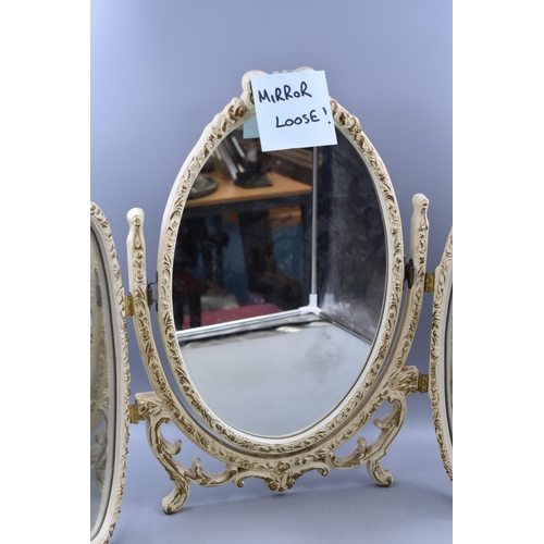 433 - Ornate French Style Dressing Table Three Way Oval Mirror approx 22