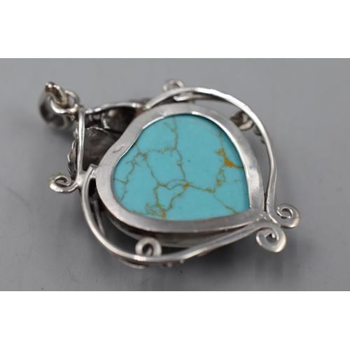 249 - Sterling Silver Turquoise Pendant 5.5cm Long