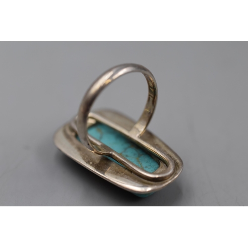 253 - Sterling Silver Turquoise Ring Size Q