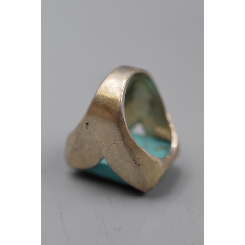 254 - Sterling Silver Turquoise Ring Size Q