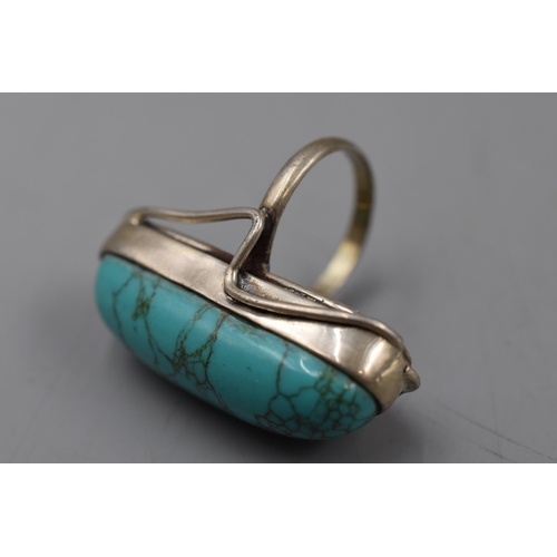 256 - Sterling Silver Turquoise Ring Size P