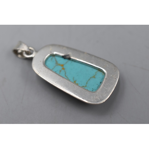 257 - Sterling Silver Turquoise Pendant 4.5cm Long Approx