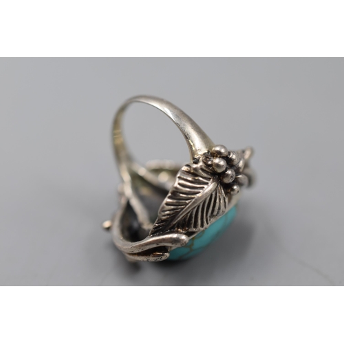 258 - Sterling Silver Turquoise Ring Size N