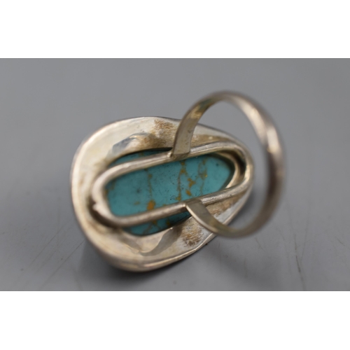 260 - Sterling Silver Turquoise Ring Size N