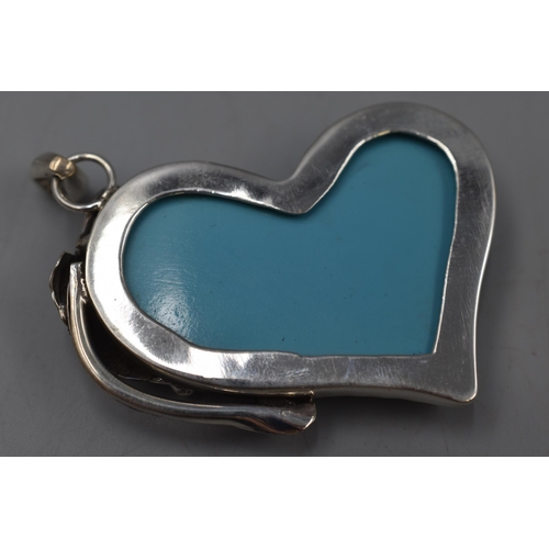 262 - Sterling Silver Turquoise Heart Pendant 7cm Long