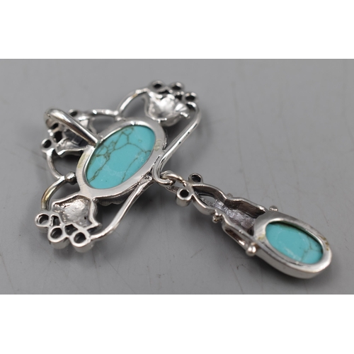 265 - Sterling Silver Turquoise Pendant 7cm Long