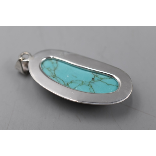 266 - Sterling Silver Turquoise Pendant 5.5cm Long Approx