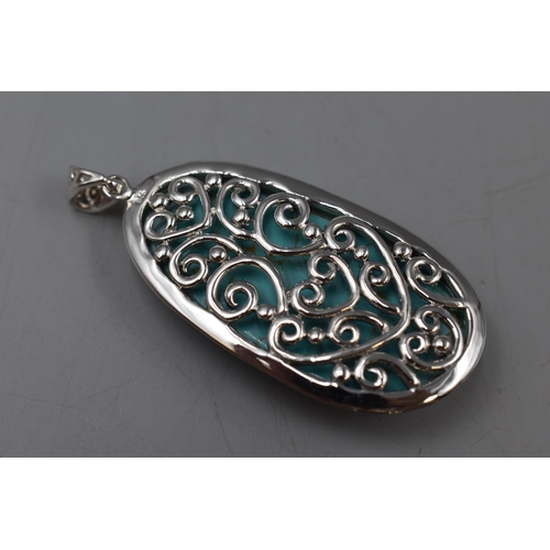 275 - Sterling Silver Turquoise Pendant 7cm Long