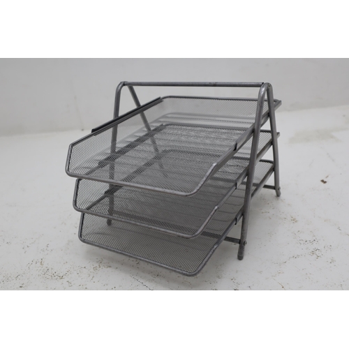 447 - Two Vintage Metal Desktop Three Tier Mail Sorting Trays