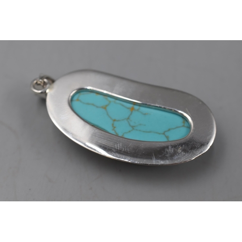 276 - Sterling Silver Turquoise Pendant 5.5cm Long